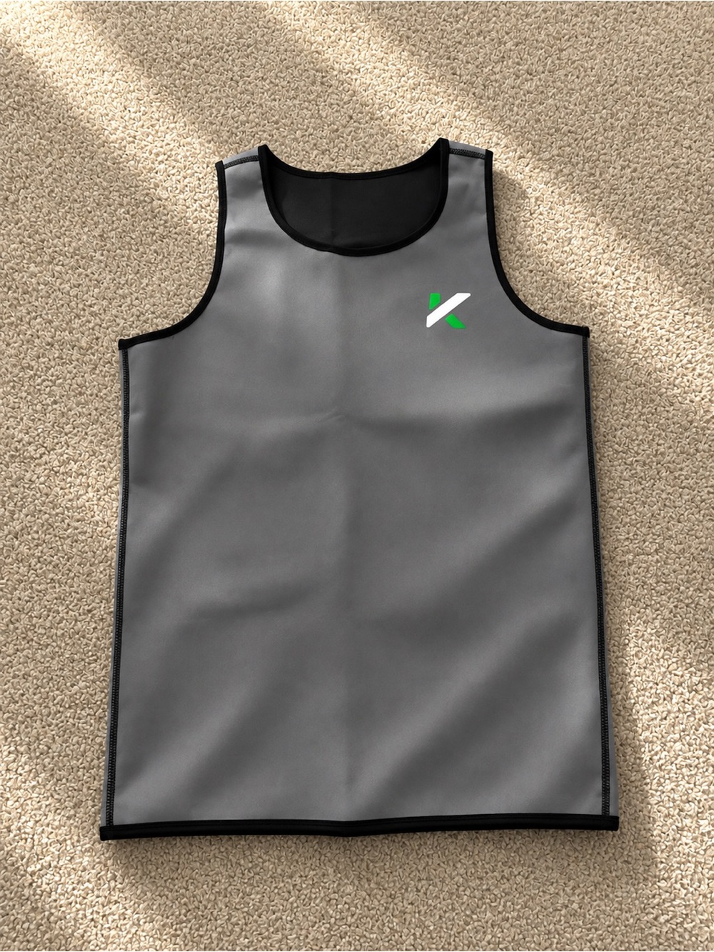 Men's Gray Swim Rash Guard Tank with Green Logo Accent